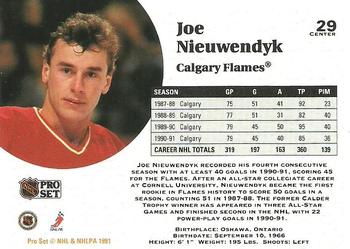1991-92 Pro Set #29 Joe Nieuwendyk Back