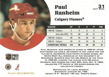 1991-92 Pro Set #31 Paul Ranheim Back