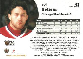 1991-92 Pro Set #43 Ed Belfour Back