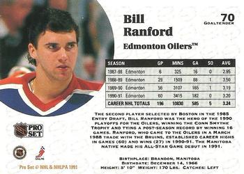 1991-92 Pro Set #70 Bill Ranford Back