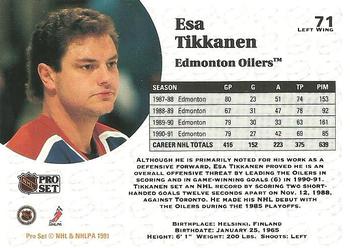 1991-92 Pro Set #71 Esa Tikkanen Back