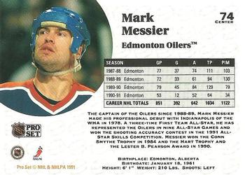 1991-92 Pro Set #74 Mark Messier Back