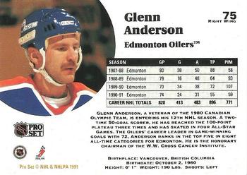 1991-92 Pro Set #75 Glenn Anderson Back