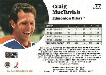 1991-92 Pro Set #77 Craig MacTavish Back