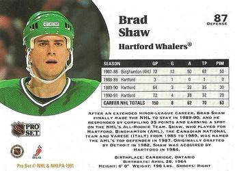 1991-92 Pro Set #87 Brad Shaw Back