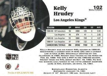 1991-92 Pro Set #102 Kelly Hrudey Back