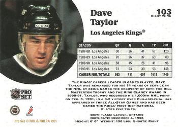 1991-92 Pro Set #103 Dave Taylor Back