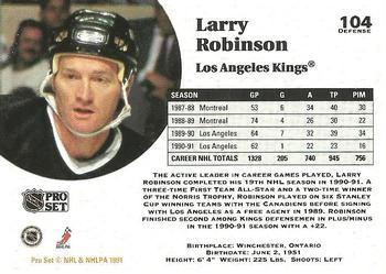 1991-92 Pro Set #104 Larry Robinson Back