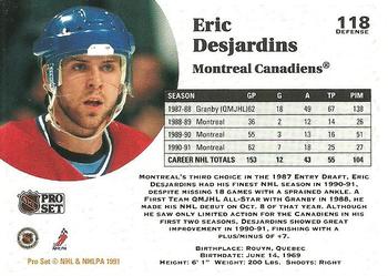 1991-92 Pro Set #118 Eric Desjardins Back