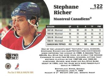 1991-92 Pro Set #122 Stephane Richer Back