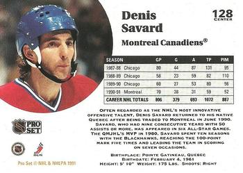 1991-92 Pro Set #128 Denis Savard Back