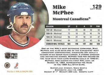 1991-92 Pro Set #129 Mike McPhee Back