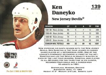 1991-92 Pro Set #139 Ken Daneyko Back