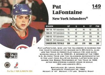 1991-92 Pro Set #149 Pat LaFontaine Back
