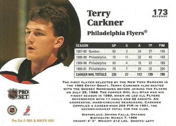 1991-92 Pro Set #173 Terry Carkner Back