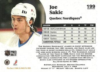 1991-92 Pro Set #199 Joe Sakic Back