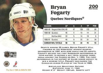 1991-92 Pro Set #200 Bryan Fogarty Back