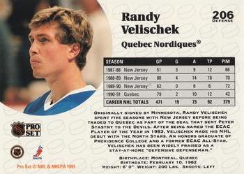 1991-92 Pro Set #206 Randy Velischek Back