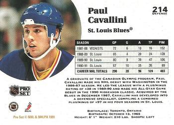 1991-92 Pro Set #214 Paul Cavallini Back