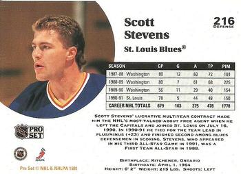 1991-92 Pro Set #216 Scott Stevens Back