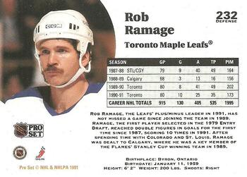 1991-92 Pro Set #232 Rob Ramage Back