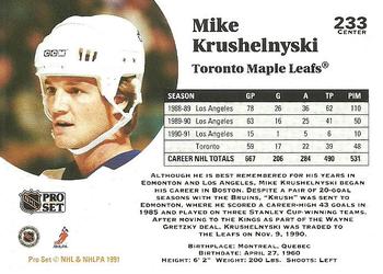 1991-92 Pro Set #233 Mike Krushelnyski Back