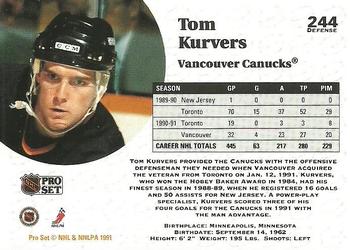 1991-92 Pro Set #244 Tom Kurvers Back