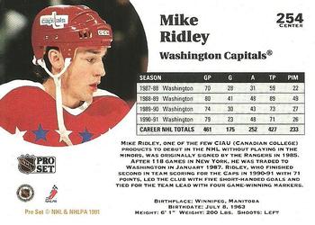 1991-92 Pro Set #254 Mike Ridley Back