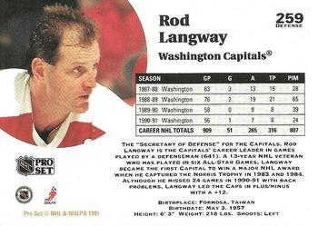 1991-92 Pro Set #259 Rod Langway Back