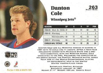 1991-92 Pro Set #263 Danton Cole Back