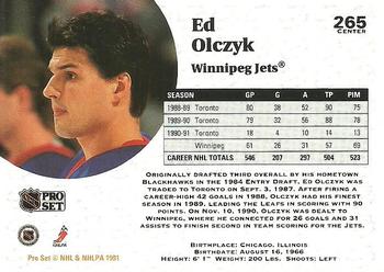 1991-92 Pro Set #265 Ed Olczyk Back