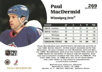 1991-92 Pro Set #269 Paul MacDermid Back
