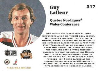 1991-92 Pro Set #317 Guy Lafleur Back