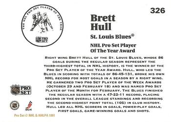 1991-92 Pro Set #326 Brett Hull Back