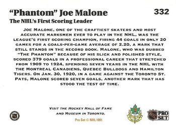 1991-92 Pro Set #332 Joe Malone Back
