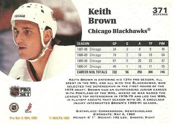 1991-92 Pro Set #371 Keith Brown Back