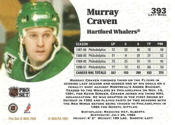 1991-92 Pro Set #393 Murray Craven Back