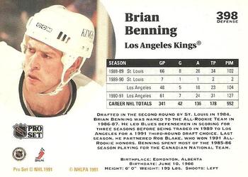 1991-92 Pro Set #398 Brian Benning Back