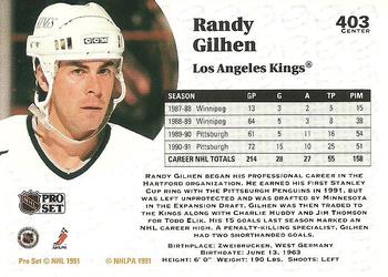 1991-92 Pro Set #403 Randy Gilhen Back