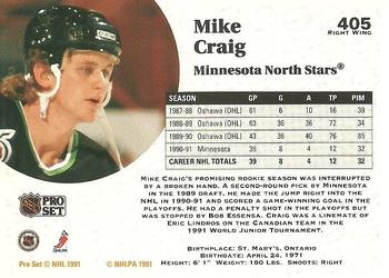 1991-92 Pro Set #405 Mike Craig Back