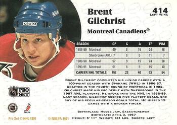 1991-92 Pro Set #414 Brent Gilchrist Back