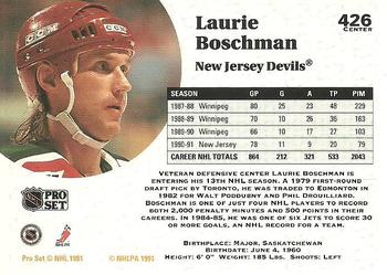 1991-92 Pro Set #426 Laurie Boschman Back