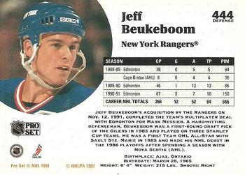 1991-92 Pro Set #444 Jeff Beukeboom Back