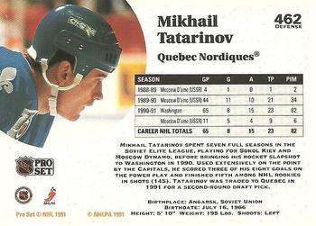 1991-92 Pro Set #462 Mikhail Tatarinov Back