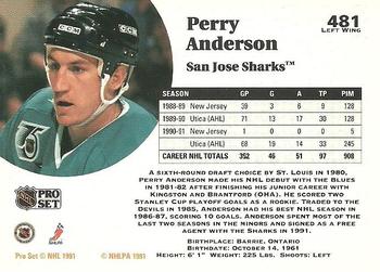 1991-92 Pro Set #481 Perry Anderson Back