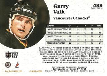 1991-92 Pro Set #499 Garry Valk Back