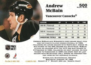 1991-92 Pro Set #500 Andrew McBain Back