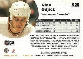 1991-92 Pro Set #505 Gino Odjick Back