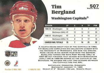 1991-92 Pro Set #507 Tim Bergland Back
