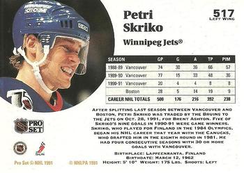 1991-92 Pro Set #517 Petri Skriko Back
